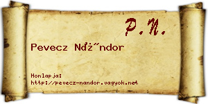 Pevecz Nándor névjegykártya